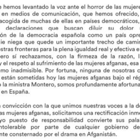 Picazo, Arrimadas y mujeres de Cs exigen a la ministra Montero que rectifique su comparación entre la situación de las mujeres afganas y españolas
